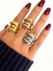 Elegant Multi-Layer Irregular Spiral Stainless Steel Ring, Statement Multi Ring, Casual Lightweight Fashion Jewelry Gift for Women, Stylish Ladies' Accessory, Statement Rings