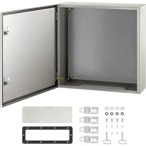 VEVOR NEMA Steel Enclosure, 20x 16x 8'' NEMA 4X Steel Electrical Box, IP66 Waterproof Dustproof, Outdoor/Indoor Electrical Junction Box, with Mounting Plate