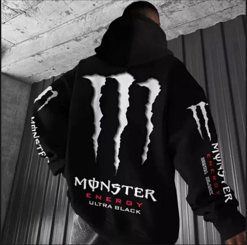 Black and Purple Monster Energy Claw Streetwear Hoodie, Graphic Racing Crossover Pullover, Motocross Hip Hop, Unisex Casual, Fullsize S-5XL 50/50 Cotton/Polyester Blend, Drift & Motorsport Lifestyle Apparel