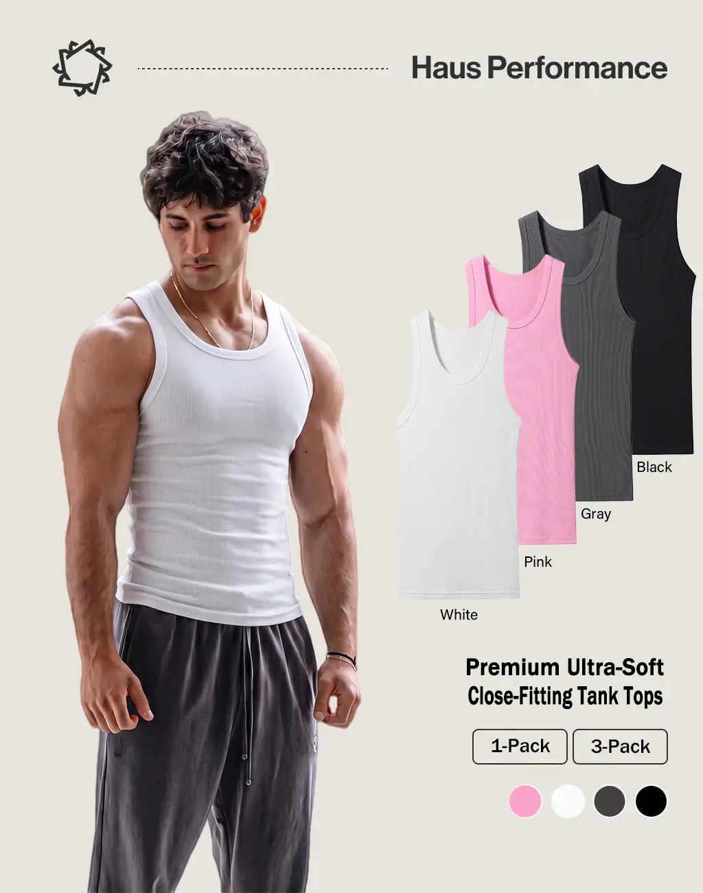 Men's 3-Pack Elegant Plain Summer Coarse Ribbed Sweat Tank Tops - Narrow-Shoulder, Heavyweight Stretch Sleeveless Muscle Base Layer Menswear Vests for Fitness