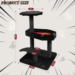 Multi-Layer Cat Tree with Scratching Post & Cave Bed - Space-Saving Cat Playground for Small Apartments