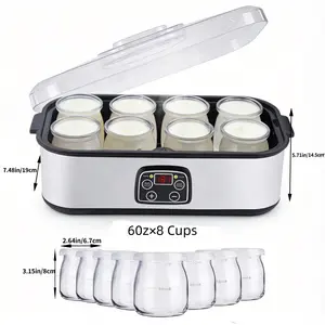 6-Cup 110V Electric Yogurt Maker with 60z x 8 Glass Cups Simple Design for Homemade Natural & Probiotic Yogurt Easy to Use