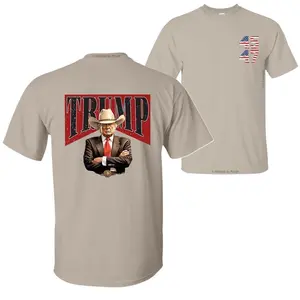 Trump Cowboy 47th President Shirt, Trump Won Get Over It, Trump Shirts for Sale, 2 Sided Graphic Printed Unisex Classic Cotton T-Shirt