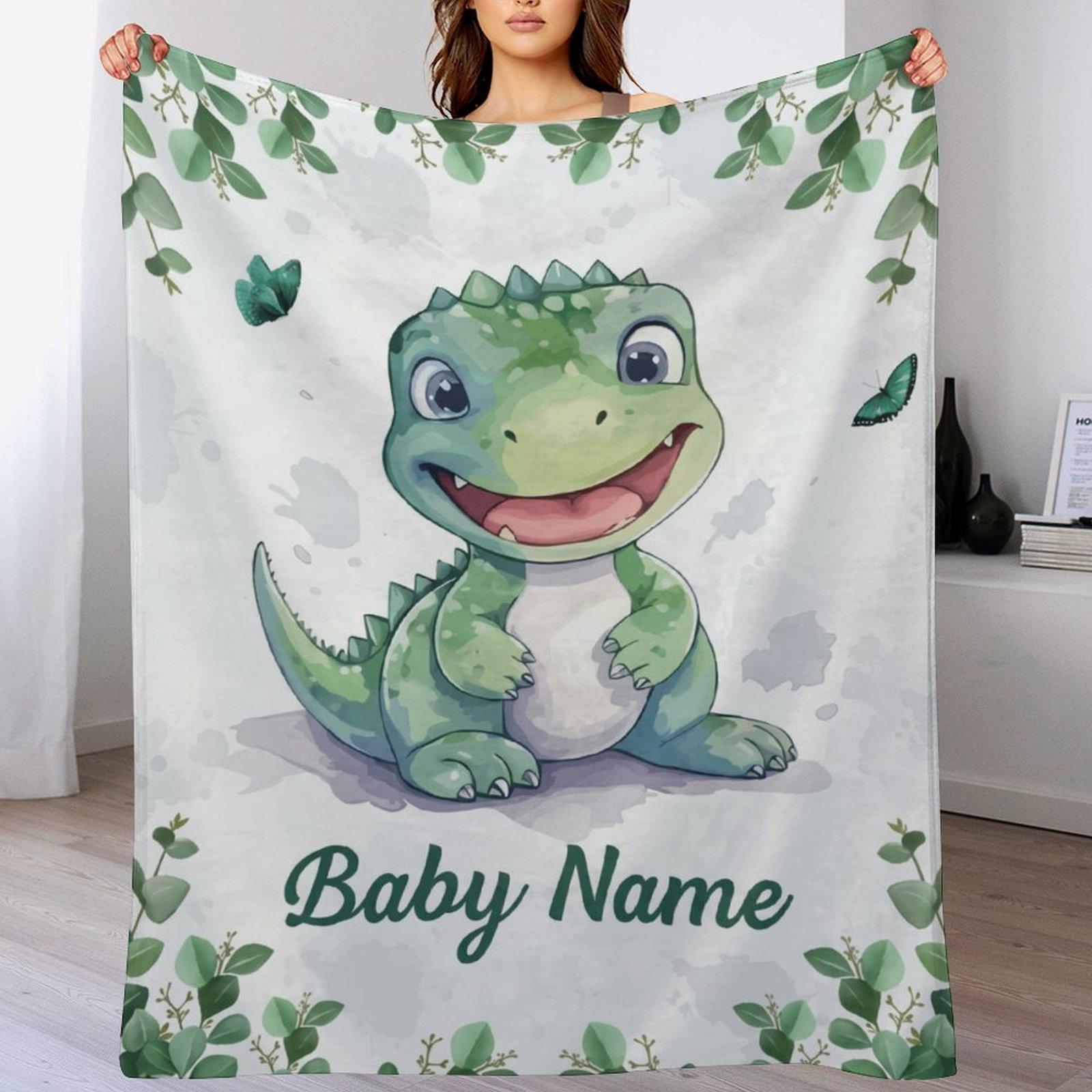 Custom Name Small Dinosaur Blanket ,Personalized Name Gift ,Suit for The Sofa, Bed, Travel, Camping, Living Room, Office, Chair，Gifts for Family or Child  ,Friend , Send your custom text via shop chat to personalize