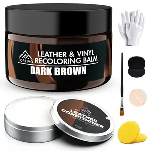 FORTIVO Leather Recoloring Balm with Mink Oil, Couch Repair Kit, Leather Dye and Restorer for Furniture