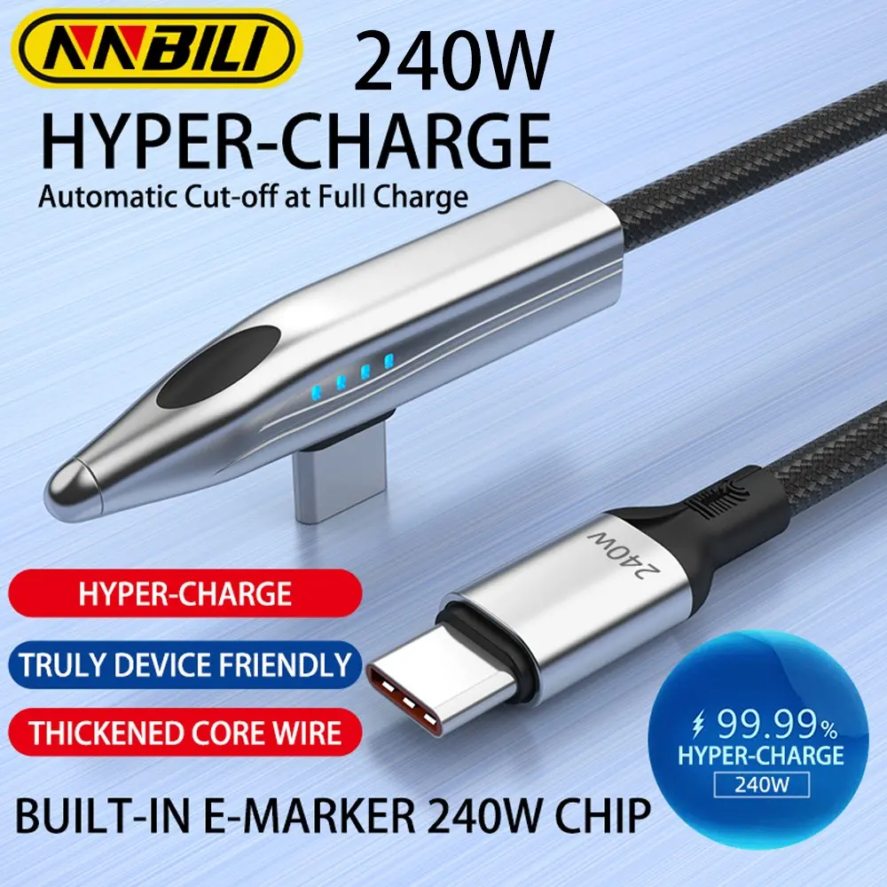 NNBILI high-speed train LED light charging cable, A-C, 3AC-C65W, 6AC-C240W cables, suitable for Huawei OPPO charging data cable, Type c charging, Fast Charging Solution