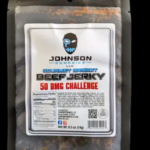 50 BMG Challenge Gourmet Brisket Beef Jerky-EXTREMELY HOT- Johnson Dynamics Snack