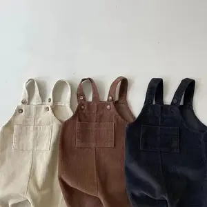 Autumn Winter Solid Corduroy Suspander Romper Playsuit Jumpsuit Clothes