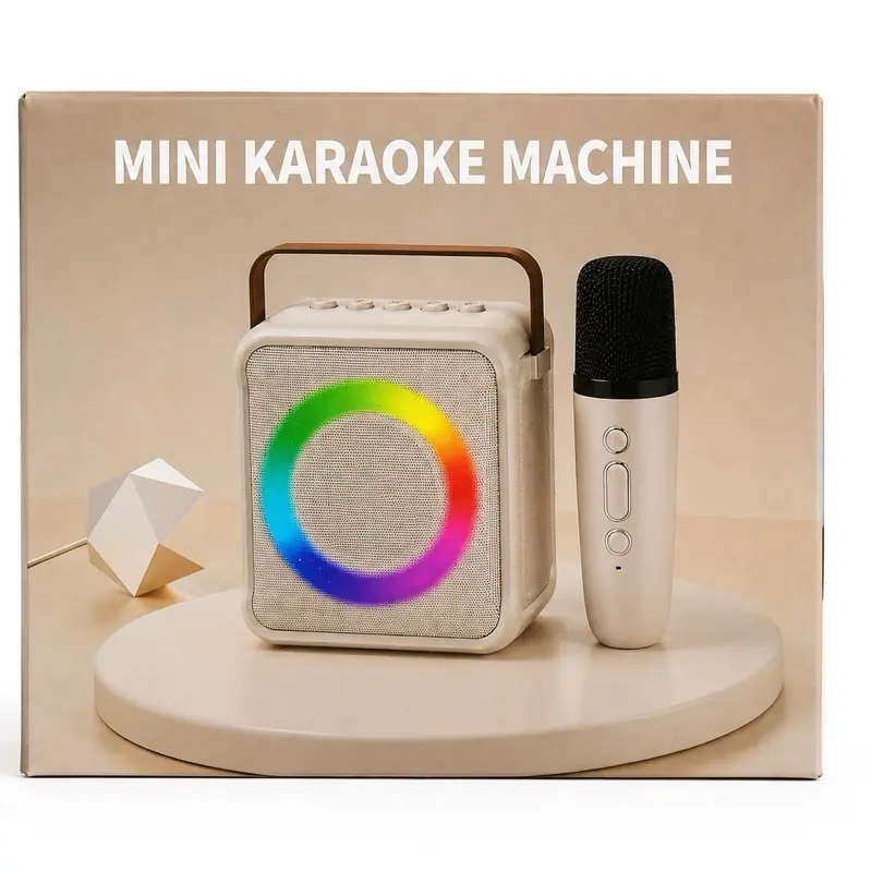 K8 Mini Bluetooth Karaoke Machine with Wireless Microphone, Portable Speaker with RGB Lights for Kids & Adults