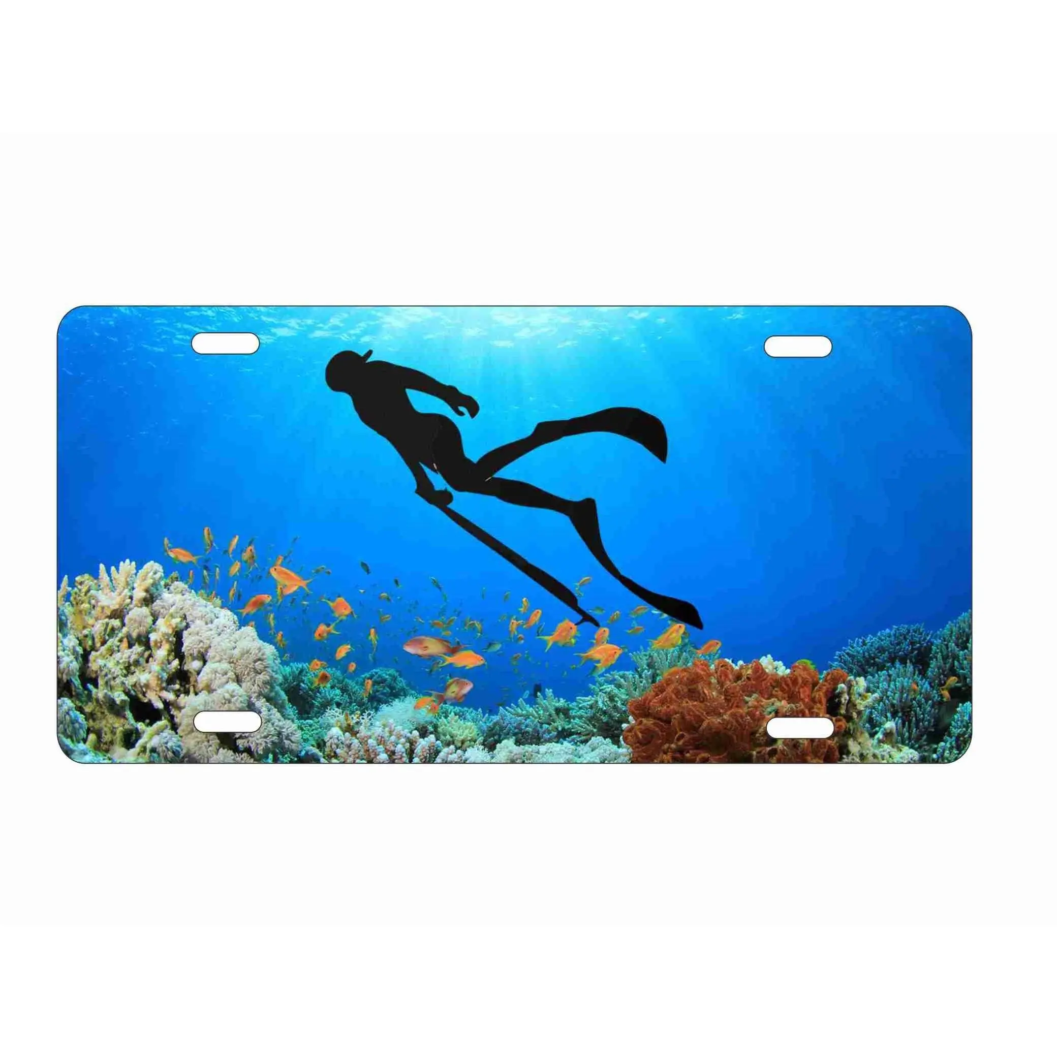 scuba diver coral reef spearfishing personalized novelty front license plate Decorative vanity aluminum plate