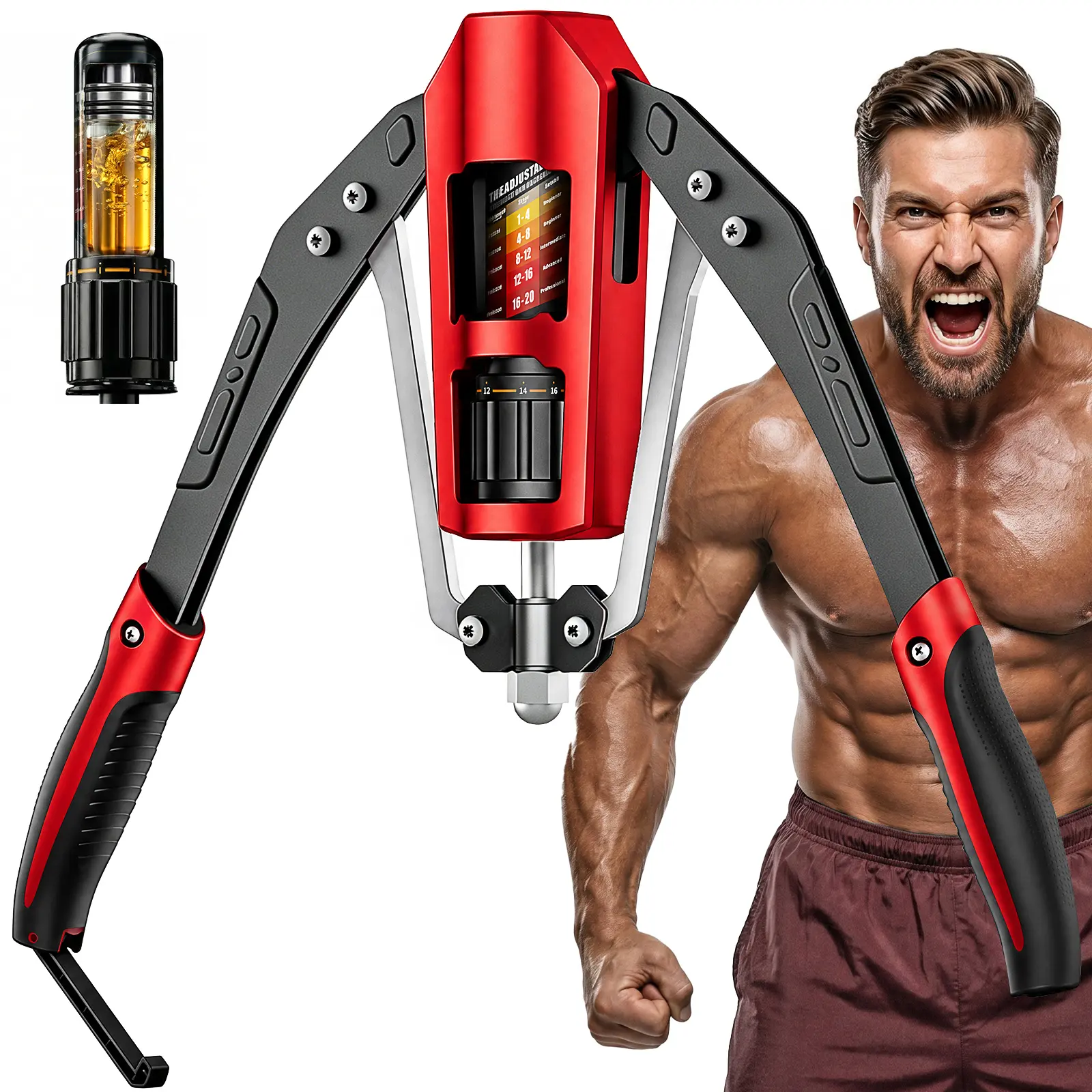 EAST MOUNT R2Pro Twister Arm Exerciser, Adjustable 22-440 lbs Metal Modern Hydraulic Power Upgraded, Portable Home Gym Strength Training Equipment for Athletes - Chest, Shoulder Muscle Building, Better Control, Hydraulic Power Core, Secure Grip, Fitness E