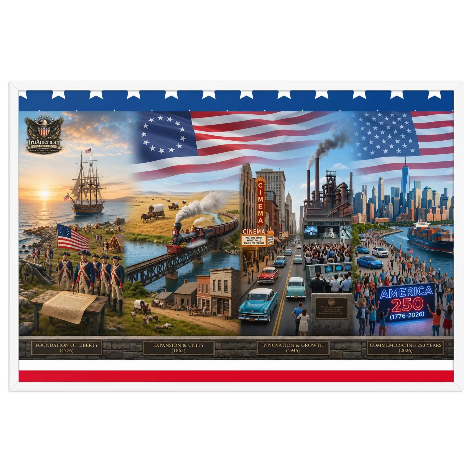 America 250: The American Journey™ Limited Collector's Edition Artistic Heritage Wall Art Print, Home Decor Posters & Prints for Home Room Decoration, Artwork