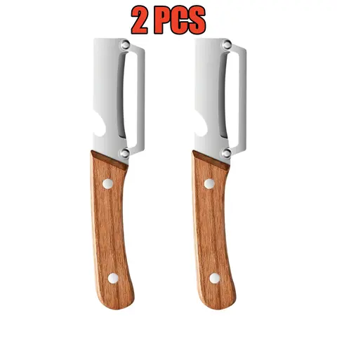 2 PCS 2-in-1 Fruit & Veggie Peeler with Bottle Opener Sharp Stainless Steel Wooden Handle Ergonomic Non-slip Design for Comfortable Grip