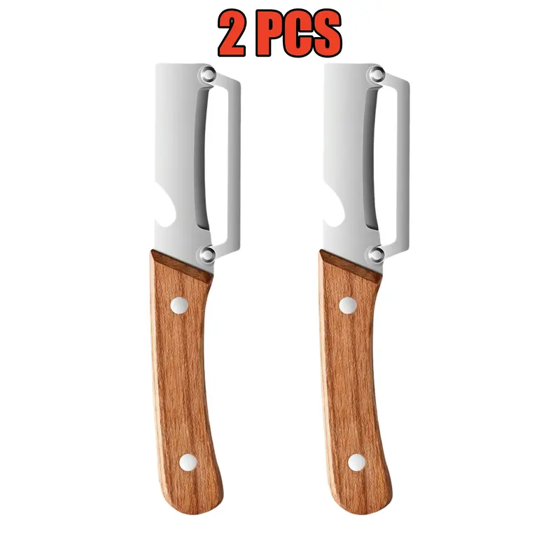 2 PCS 2-in-1 Fruit & Veggie Peeler with Bottle Opener Sharp Stainless Steel Wooden Handle Ergonomic Non-slip Design for Comfortable Grip