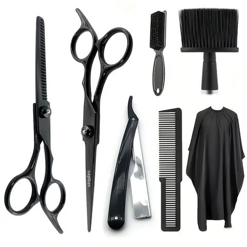 Wingsbro 6.0 Inch Home Haircutting Kit, Flat Shears, Tooth Clippers, Thinning Scissors, Hairdressing Tool Set, Essential Grooming Tools, Barber Kit, Haircut Kits, Trimming Tools Set, Barber Supplies