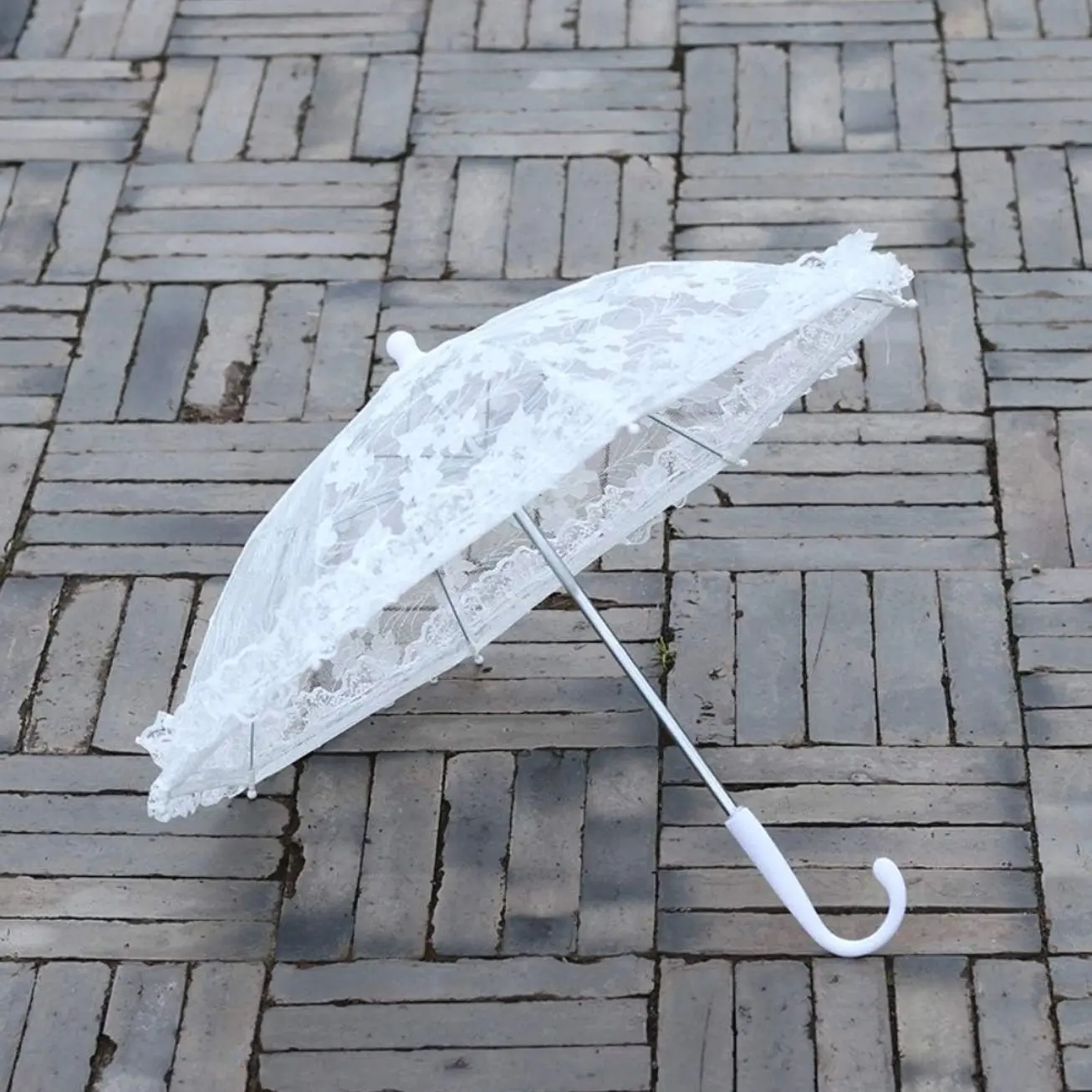 Wedding Party Supplies White Bride Lace Umbrella Rose Pattern Handmade Craft Umbrella Studio Wedding Photography Props Umbrella