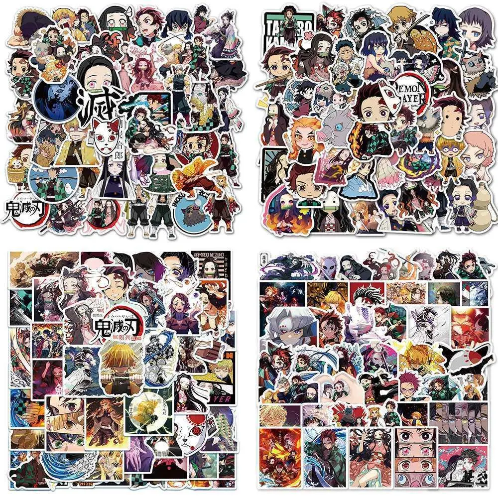 Anime Stickers 200-Piece Varied Character Demon Slayer Die-Cut Graffiti Set, Die-Cut Paper Scrapbooking Supplies for Anime Fans, DIY Scrapbooking & Stamping