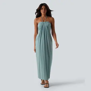 Halara Halter Tie Back Maxi Dress with Pockets