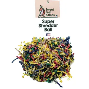 Sweet Feet And Beak Super Shredder Ball Foraging Bird Toy with Colorful Paper & Wooden Treasures – Perfect for Cockatiels, Parrots & More – Add to Cart Buy Now Shredding Bird Toy – Encourages Natural Foraging, Beak Exercise & Easy Cage Setup Bird Toy