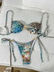 Animal print tie high-stretch Swimsuit Style Bikini, quick-dry two-piece swimsuit for beach vacation, sexy and charming bikini set Bikinis Sets Bikini Outfits