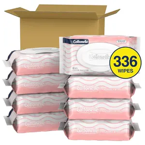 Fragrance Free Flushable Wet Wipes, Adult Wet Wipes, 8 Flip-Top Packs, 42 Wipes Per Pack