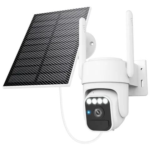 Solar Security Camera Outdoor Wireless, Supports 2.4GHz WiFi Only, Pan & Tilt Control, Motion Detection, Two-Way Audio, Color Night Vision, IP65 Weatherproof Security Camera for Home Surveillance
