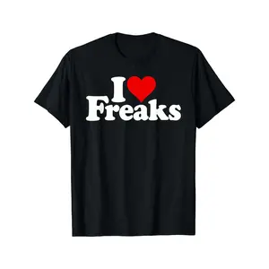 I LOVE HEART FREAKS T-Shirt220g Cotton Short Sleeve Crew Neck Graphic T-Shirt Adult Tops for Men Women time  tee  shirt  backwards Concert Hip Hop Bunny Graphic T-Shirt demon slayer  merch double print oversize lightweight graphic tee