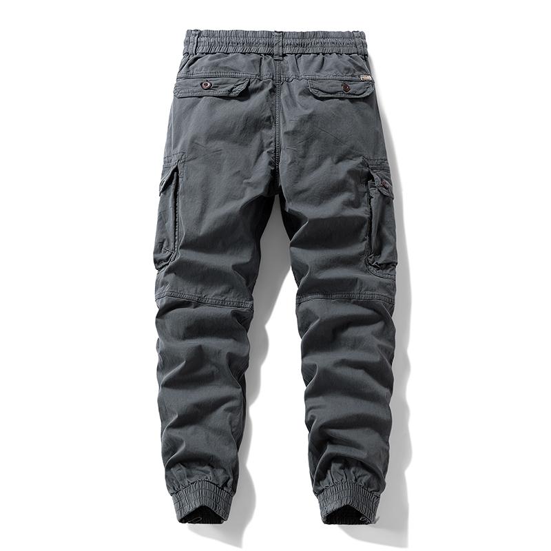 Versatile trendy functional cargo pants for men — drawstring cuffs, multiple pockets, retro outdoor casual style Versatile trendy functional cargo pants for men — drawstring cuffs, multiple pockets, retro outdoor casual style
