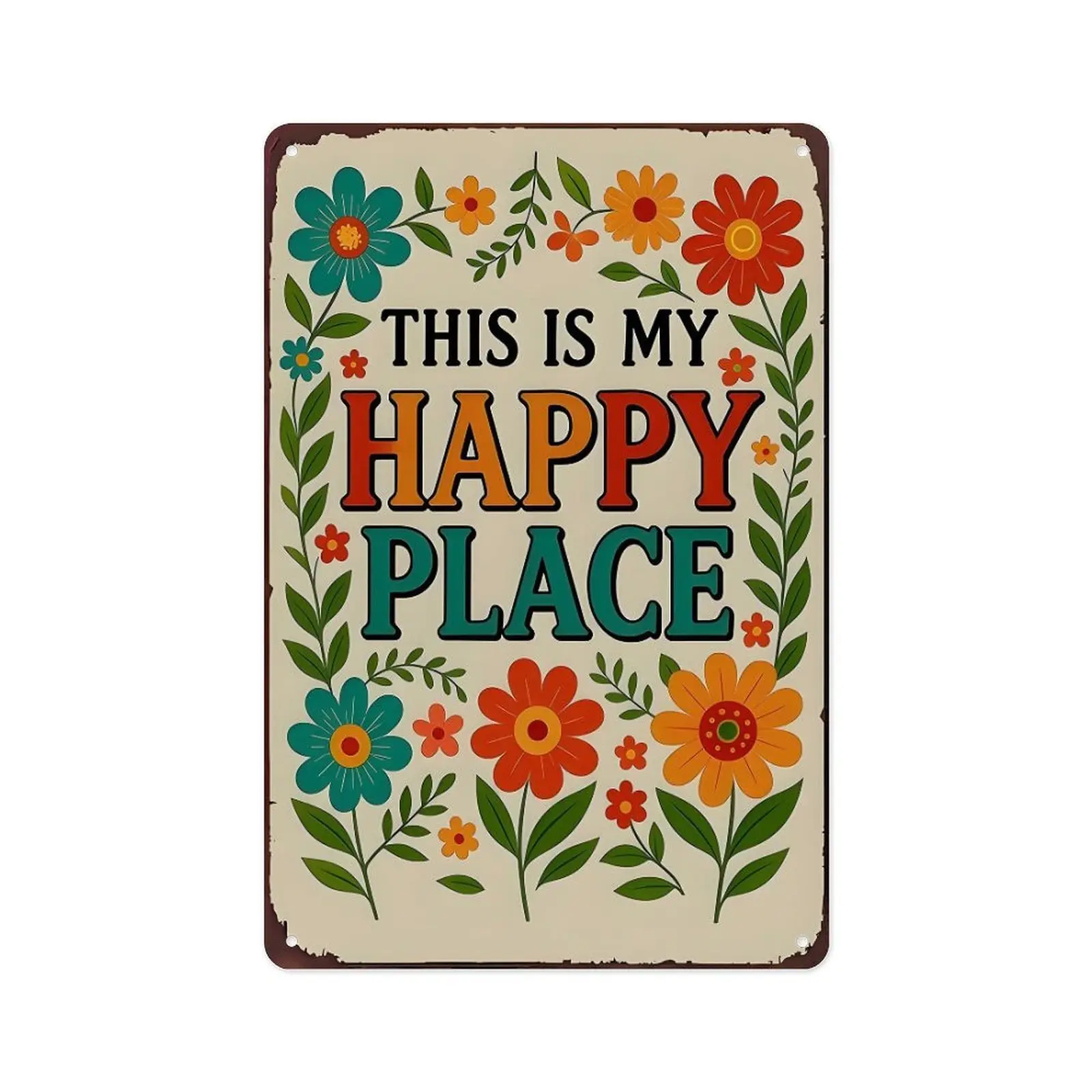 Funny Metal sign Garden Gifts This Is My Happy Place Vintage Aluminium Sign for Home Garden Patio Yard Decor 8 X 12 Inch Home Decoration
