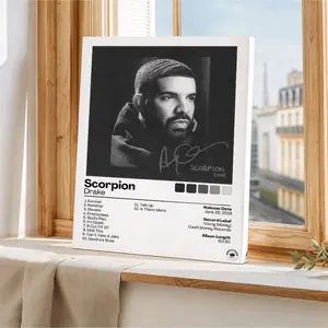 Minimalist Hip Hop Wall Art, Drake Scorpion Album Poster Print, Monochrome and Canvas, Living Room & Bedroom Decor, Unframed