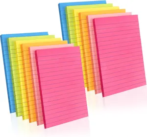 Sticky Notes 4x6 Inches, 12 Pads Lined Self Stick, 6 Bright Colors, Small Memo Pads with Adhesive for Home, Office, School Supplies, 45 Sheets/Pad