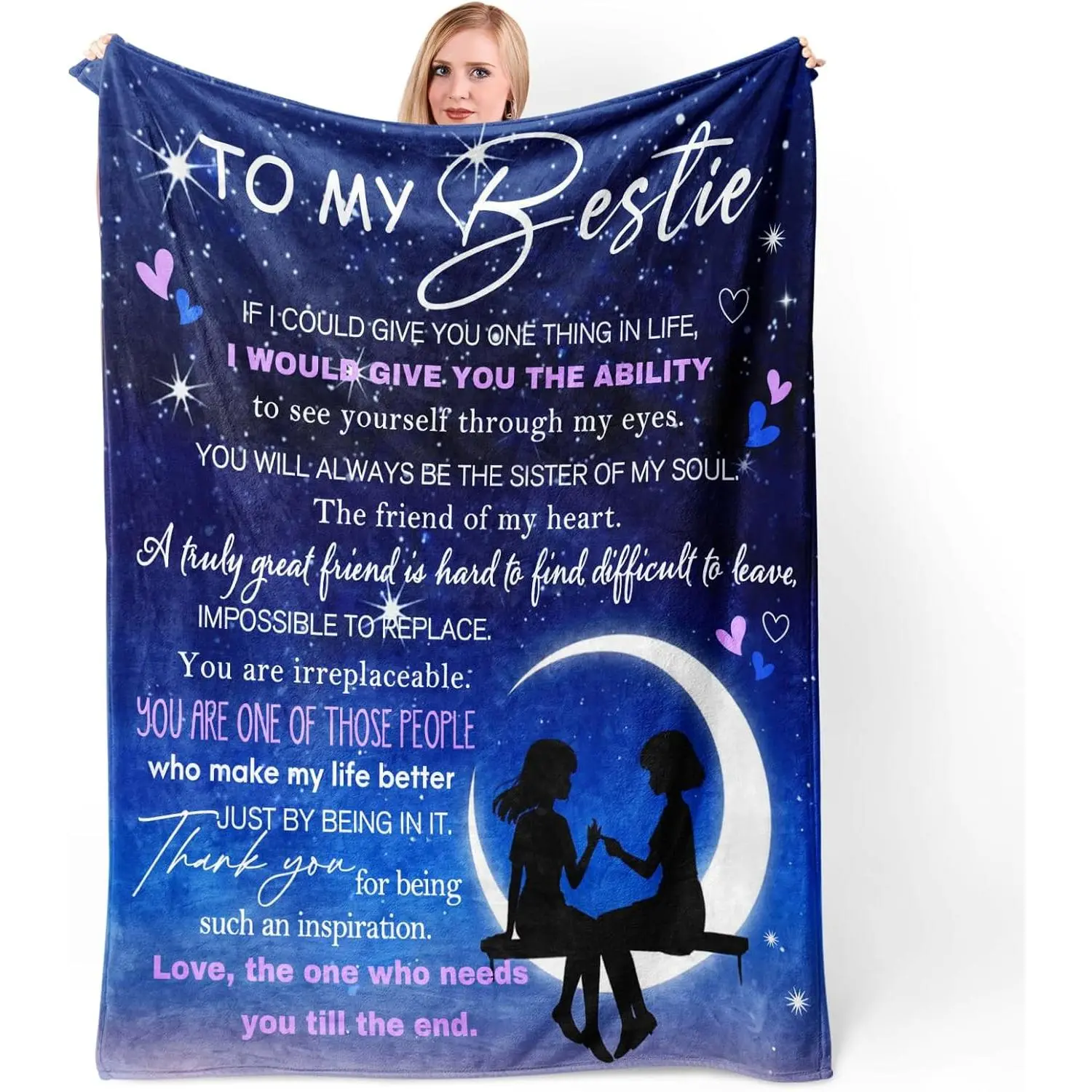 Friend Birthday Gifts for Women,Friendship Gifts for Women,Single-sided Print,Lightweight Soft Flannel Blanket for Bedroom, Sofa, Car, Office, Camping, Travel, Naps & Daily Use. Gift for Valentine's Day, Birthday, Wedding, New Year and All Holidays