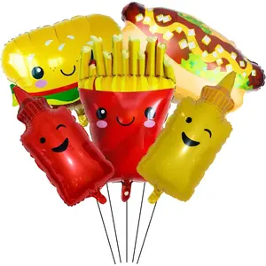 5PCS BBQ Party Balloons, Pig Shaped Foil Balloons, Ketchup Bottle Balloon, Mustard, Beer Mug for Birthday, Baby Shower, Wedding, Summer Decorations Supplies