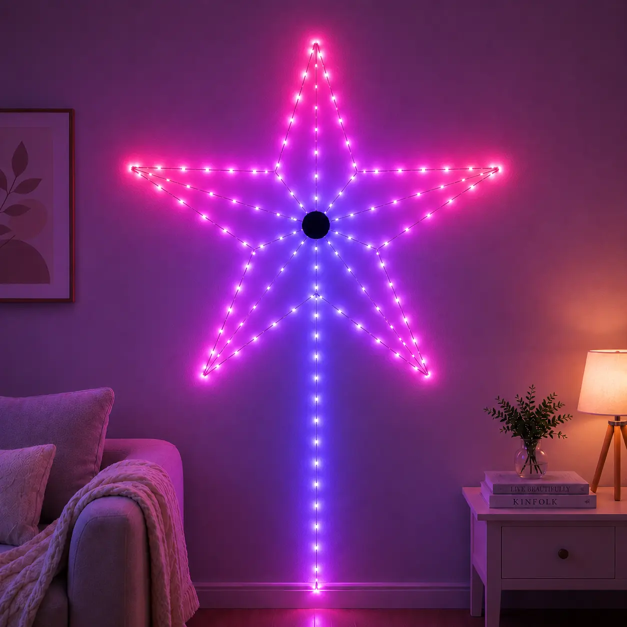 1-Piece Smart RGB Star Light, DIY Firework LED Wall Light with Multiple Adjustable Colors, Music Sync, App Control and Dynamic Lighting Modes for Bedroom, Gaming Room, Party, Birthday and Christmas Decor