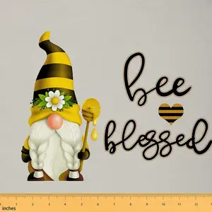 Bee Fabric By The Yard,1 Yard,Cartoon Cute Bees Print Decorative Waterproof Fabric,Honey Upholstery Fabric,Heart Print Fabric, Cute Bee Print