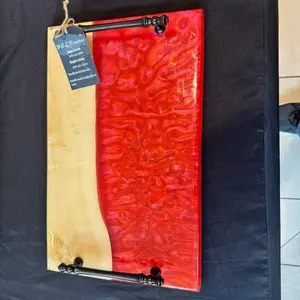 Maple and Crimson Epoxy Charcuterie Board