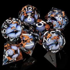 Liquid Core Dice Set, Copper Foil Dice, Dungeon Dice Kit, Sharp Dragon & Dungeons Rpg Multi-Face Dice, Dnd Dice Collection