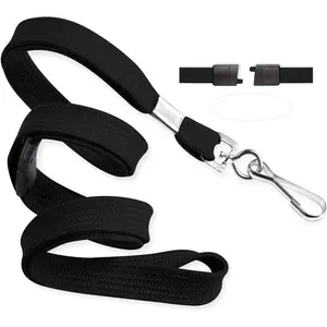 - Flat Breakaway Safety Lanyard for ID Badges (Black, 36 Inch, 5 Pack), Soft Woven  Line
