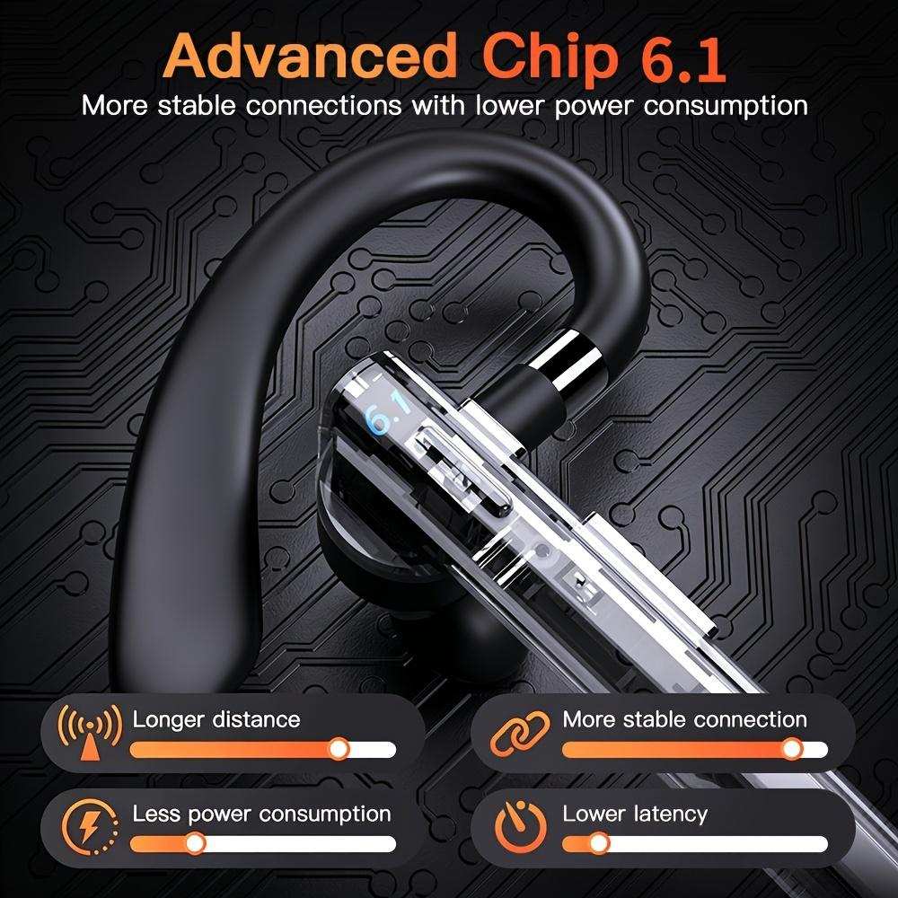 Bluetooth V6.1 Wireless In-Ear Earbuds with Microphone - 24hr Truck Driving Use, 60-Day Standby, Waterproof, 20kHz Audios, Included Cable, Compatible with iPhones, Android Mobile Devices, Samsung Laptops (Black), Includes Cable