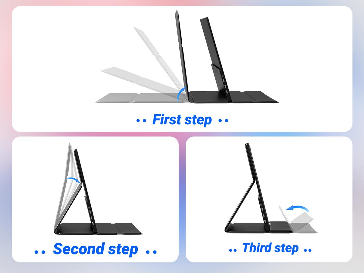 Ingnok 15.6" Portable Monitor FHD 1080P External Screen for Laptop, Ultra Slim USB-C HDMI Travel Display with Smart Cover & Speakers, Plug & Play Monitor for Mac PC PS5 Switch Xbox