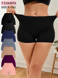 Women's Solid Color Seamless Bodyshorts, Soft Comfy Breathable Panty for Daily Wear, Breathable&Stretch Elastic Fabric,Basic Underwear for All Seasons,Women's Basic Bottoms Shorts,Womenswear