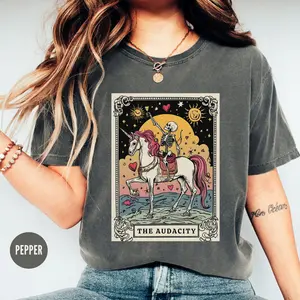 The Audacity Tarot Card Shirt, Sarcastic Skeleton Tee,Mystical Mama Christmas Gift,Magical Unicorn Tarot Lover Tshirt, Rainbow Witchy Stuff