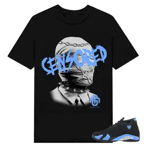 Censored , 14 black University Blue Sneaker match tees, 14 black University Blue Matching Tee, Shirt To Match sneaker
