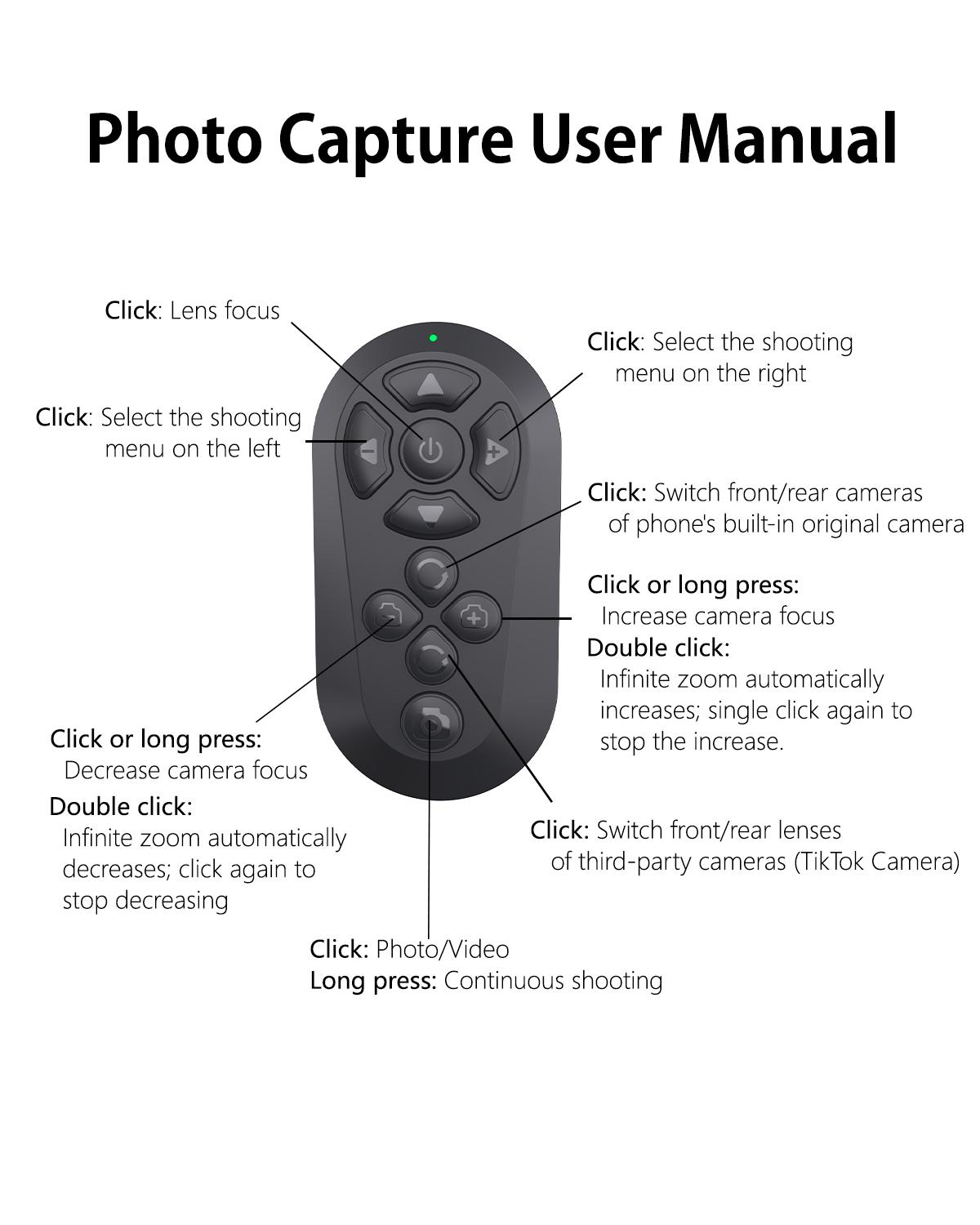 Short Video Bluetooth Remote Control — Camera Shutter & Selfie, Supports TikTok Scrolling, E-book Page Turning, and Volume Control — Compatible with iPhone and Android (Upgraded Model)