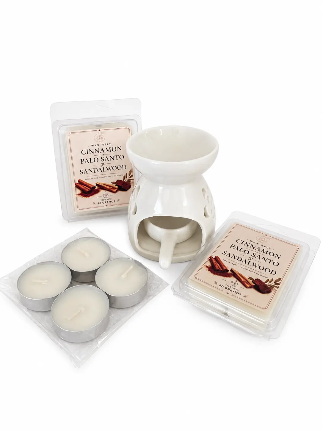 Wax Melt Warmer Gift Set with Soy Wax Melts and Tealight Candles