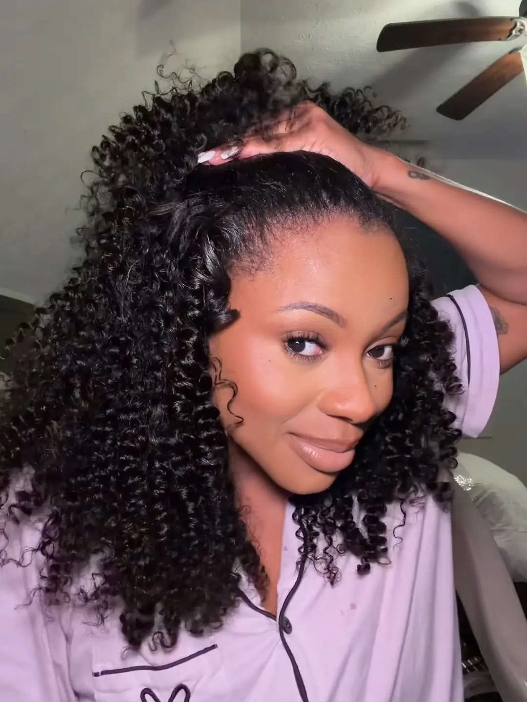 Arabella 3 In 1 Half Wig Burmese Curly/Afro Kinky Curly Wig 250% Density Real Hairline Invisible Drawstring Natural Black Endless Styles No Glue No Lace Install