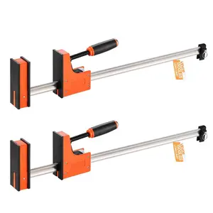Bar Clamps for Woodworking, 2-Pack 24 inch Parallel Clamp Set, F-Clamp with 1500 lbs Load Limit, Even Pressure, High-strength Plastic and Carbon Steel, for Woodworking Metal Working, Orange