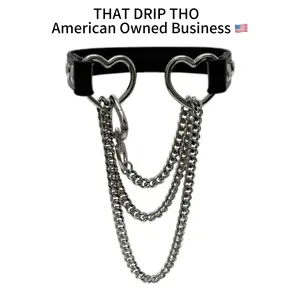 ThatDripTho Punk Goth Style Layered Chain Leather Necklace Choker for Men & Women, Fashion Jewelry for Party, Daily Wear, Durable Chains with Adjustable Chain Design, Gothic-Inspired Accessories for Birthday Gifts, Special Occasions
