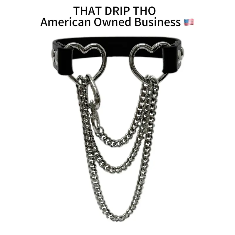 ThatDripTho Punk Goth Style Layered Chain Leather Necklace Choker for Men & Women, Fashion Jewelry for Party, Daily Wear, Durable Chains with Adjustable Chain Design, Gothic-Inspired Accessories for Birthday Gifts, Special Occasions