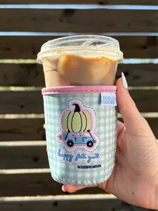 Saddle & Shore ‘Fall Y'all’ Drinky Dink™ Reusable Neoprene Cup Sleeve for Starbucks & Dunkin' Cups - Small 16-18 oz & Medium 22-24 oz - Hand-Drawn Art for Coffee Lovers